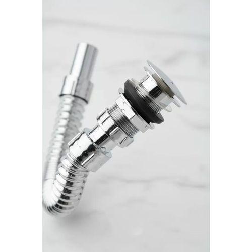 Krom Basmalı Sifon -körüklü Sifon Bas Stoplu Lavabo Mutfak Sifonu-paslanmaz