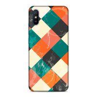 Xiaomi Redmi 9a Kılıf Turuncu Yesil Kareler Arka Kapak Silikon Koruma Full Koruyucu