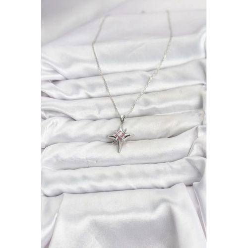 316L Çelik Gümüş Renk Zirkon Taşlı Kutup Yıldızı Model Kadın Kolye