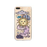 iPhone 8 Plus Güneş & Ay Desenli Premium Şeffaf Silikon Kılıf