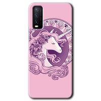 Vivo Y20 Kılıf HD Desen Baskılı Arka Kapak + Temperli Cam - Unicorn-Pembe