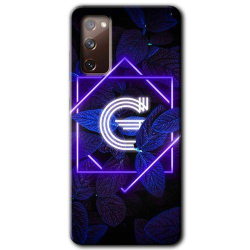 Samsung Galaxy S20 FE HD Baskılı Kılıf + 9D Tam Ekran Koruyucu - Dark Neon Yaprak G Harfi