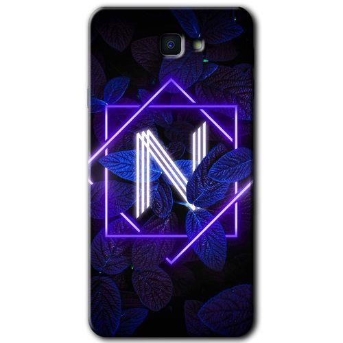 Samsung Galaxy J7 Prime Kılıf HD Desen Baskılı Arka Kapak - Dark Neon Yaprak N Harfi