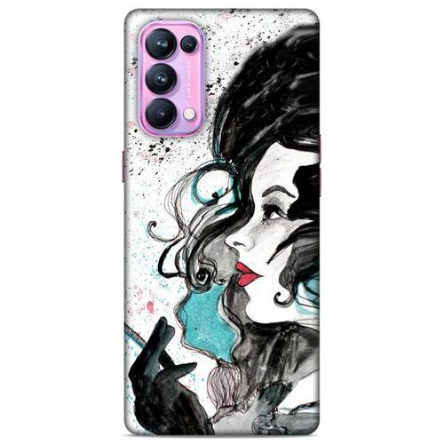 Lopard Oppo Reno 5 Pro 5G Uyumlu Kılıf Sürreal Yüzler ♀ (24) Darbe Emici Kılıf Desenli