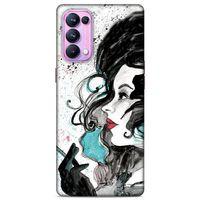 Lopard Oppo Reno 5 Pro 5G Uyumlu Kılıf Sürreal Yüzler ♀ (24) Darbe Emici Kılıf Desenli