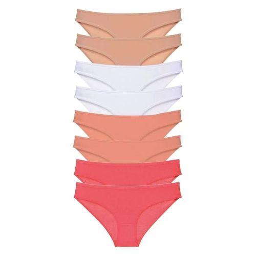 8 Adet Süper Eko Set Likralı Kadın Slip Külot Ten Beyaz Pudra Fuşya