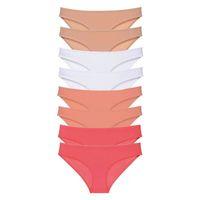 8 Adet Süper Eko Set Likralı Kadın Slip Külot Ten Beyaz Pudra Fuşya