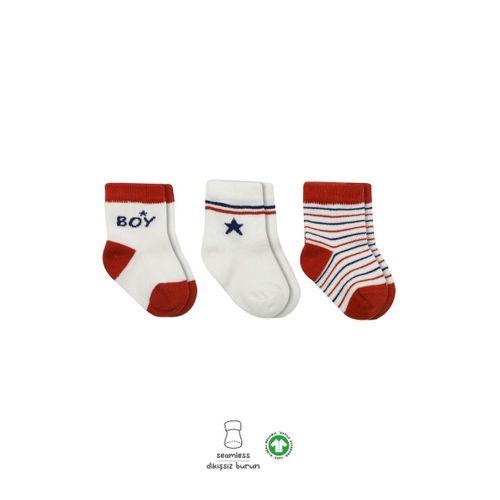 Bistyle Bistyle 3'Lü Penye Boy And Girl Soket Çorap BS10114 Kırmızı