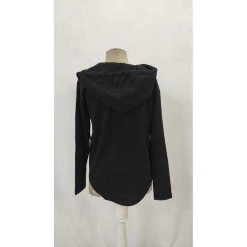 Kadın Uzun Kollu V Yakalı Kapşonlu Waffle Bluz