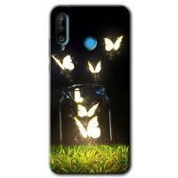 Huawei P30 Lite HD Baskılı Kılıf + 9D Tam Ekran Koruyucu - Işıklı Kelebekler