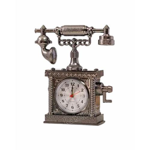 Vintage Telefon Tasarımlı Masa Saati Ve Çalar Saat Dekoratif Model