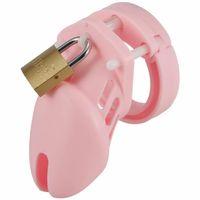 Silikon Pembe Penis Kilidi Erkek Bekaret Cihazı Chastity Cock Cage Küçük Boy Penis Esaret Kafesi