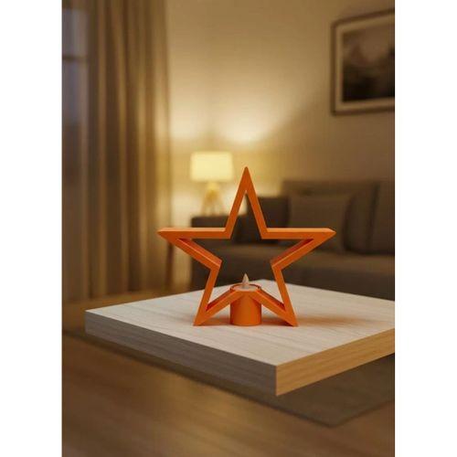 Turuncu Yıldız Mumluk Loş Işık Salon Dekoru