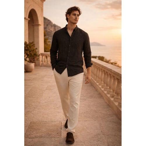 Bien Pamuk Keten Erkek Gömlek - Siyah