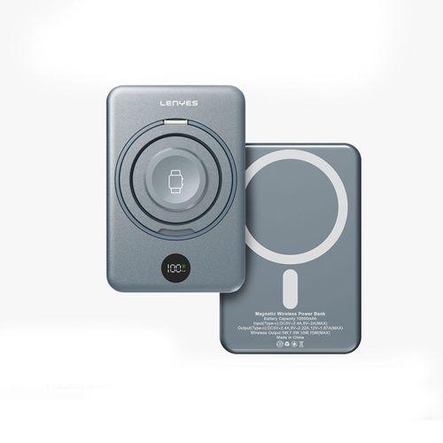 Lenyes PW1010D PD 20W Dijital LED Göstergeli Akıllı Saat Kablosuz Şarj Özellikli Standlı Wireless Powerbank 15W 10000mAh