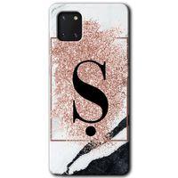 Samsung Galaxy Note 10 Lite A81 HD Baskılı Kılıf + 9D Tam Ekran Koruyucu-Pembe Desenli Ş Harf