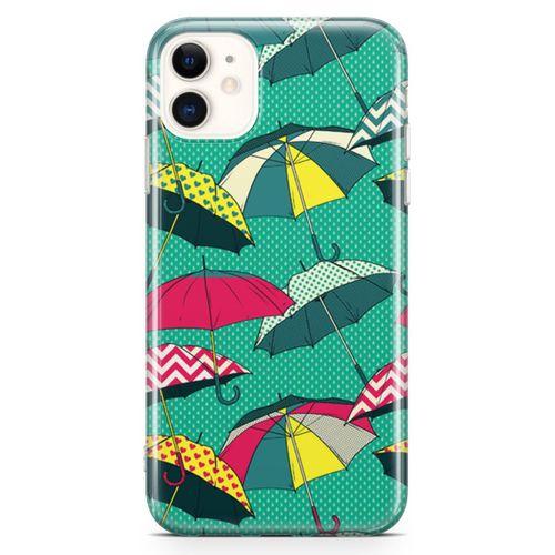 Apple iPhone 11 Kılıf Şemsiyeler Arka Kapak Koruma Desenli Full Koruyucu