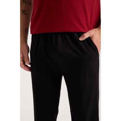 Erkek Bordo Düğmeli Yaka Kısa Kol Pijama Takımı