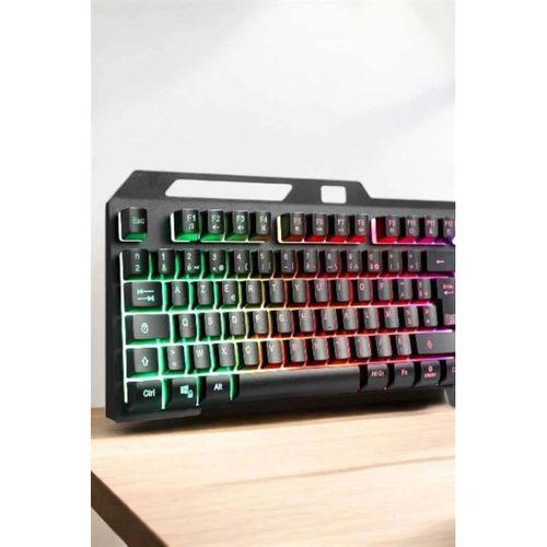 Led Işıklı Klavye Usb Girişli Rgb Işıklı Q Klavye Mouse Hediyeli