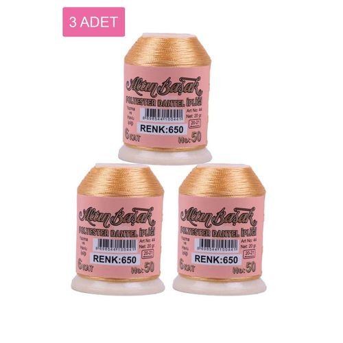 3 Adet Altınbaşak Oya ve Dantel İpi 20 gr - Royaleks - No: 650