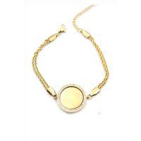 Taşlı Plaka Bileklik - Altın