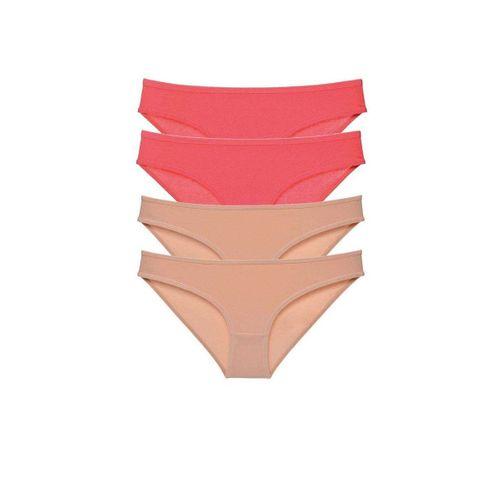 4 adet Süper Eko Set Likralı Kadın Slip Külot Fuşya Ten