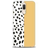 Huawei Mate 10 Lite Kılıf HD Baskılı Kılıf - Sarı ve Puantiye + Tam Ekran Koruyucu