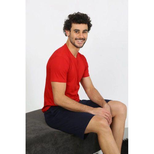 Erkek Penye Kırmızı 3'lü Pijama Takımı