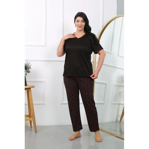 Kadın Büyük Beden Kısa Kol Penye Pijama Takımı Siyah