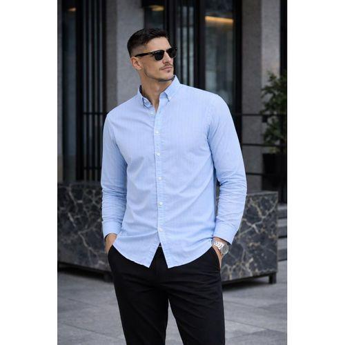 Chad Modal Kumaş Çizgili Yazlık Relaxed Fit Erkek Gömlek - Açık Mavi