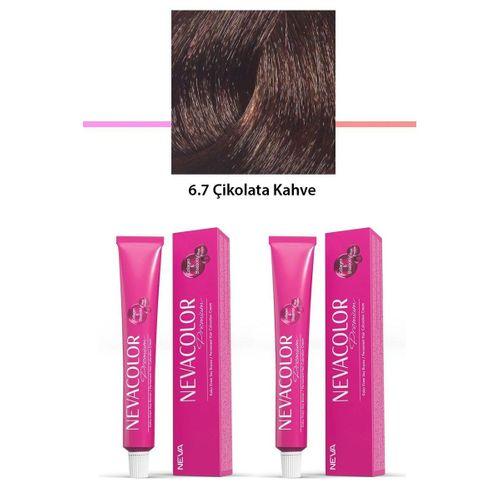 2 li Set Premium 6.7 Çikolata Kahve - Kalıcı Krem Saç Boyası 2 X 50 g Tüp