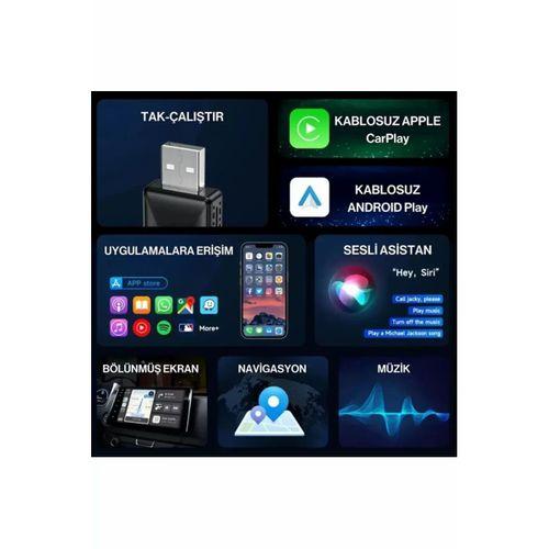 Kablosuz Carplay & Android Auto Adaptörü - Apple Ve Android Cihazlar İçin Evrensel Wireless Carplay Çevirici