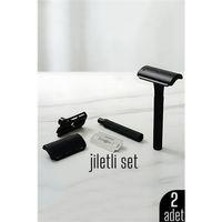 2'li Şık Siyah Plastik Tıraş Aleti – Manuel Tıraş Bıçağı  , Jiletli Ergonomik Saplı