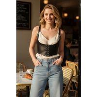 Siyah Kadın Kemer Bağcıklı Korse Tipi Geniş Bel Aksesuarı - Brf1428