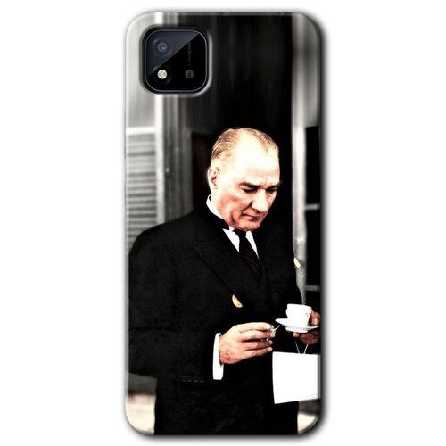 Realme C11 Kılıf HD Desen Baskılı Arka Kapak - Atatürk Türk Kahvesi + Kırılmaz Cam