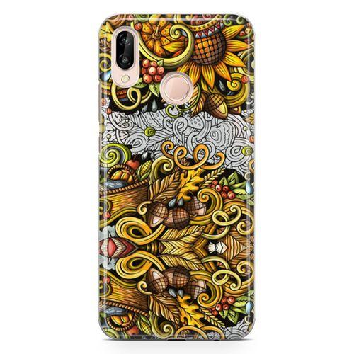 Huawei P20 Lite Kılıf Sonbahar Doodle Arka Kapak Koruma Desenli Full Koruyucu