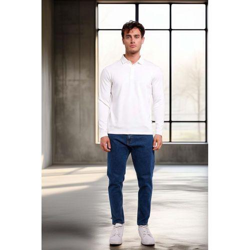 Ridley Regular Fit Doubleface Interlok Polo Yaka Erkek Sweatshirt - Beyaz