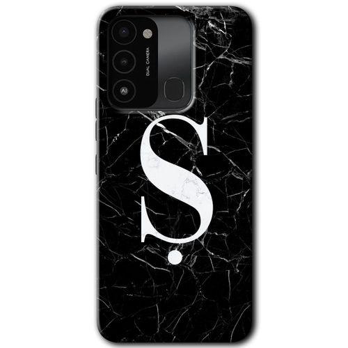 Tecno Spark 8C Kılıf HD Desen Baskılı Arka Kapak - Siyah Mermer Desenli Ş Harfi