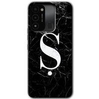 Tecno Spark 8C Kılıf HD Desen Baskılı Arka Kapak - Siyah Mermer Desenli Ş Harfi