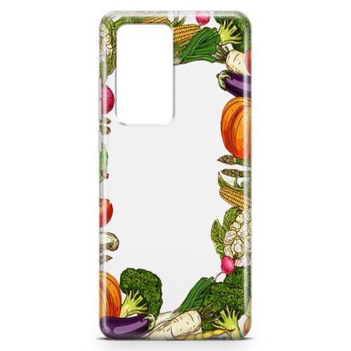 Huawei P40 Pro Kılıf Vegan Yiyecekler Arka Kapak Koruma Desenli Full Koruyucu