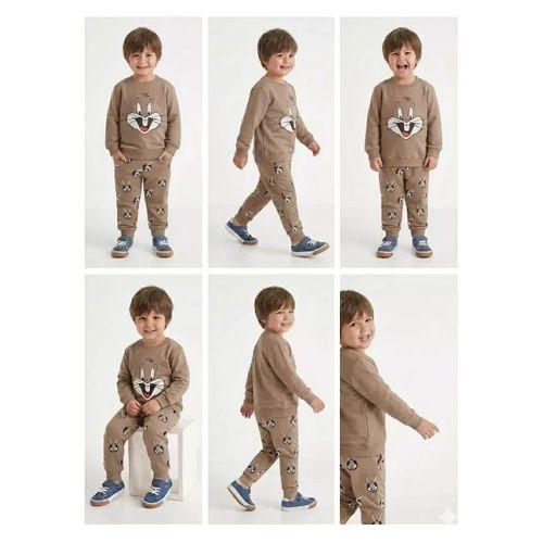 2-5 Yaş Tavşan Baskılı 2 Li Çocuk Takımı