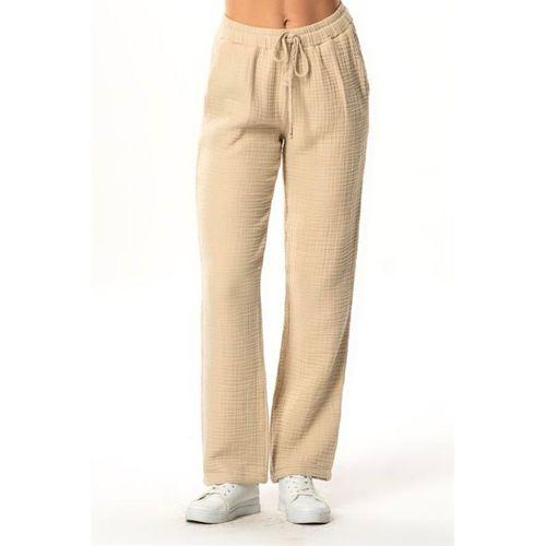 Beli Lastikli Multi Çift Cepli Müslin Kadın/Erkek Unisex Yazlık Pantolon Vizon Vzn