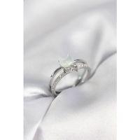 Gümüş Renk Sedefli Kedi Model Fiyonklu Zirkon Taşlı Kadın Yüzük