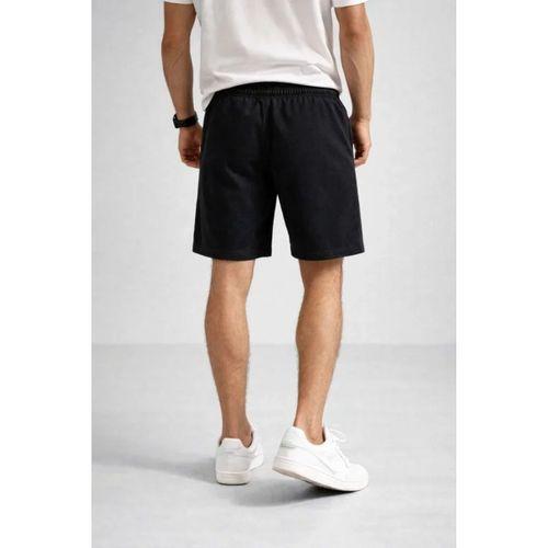 Erkek Otoban Dokuma Şort Beli Lastikli Bağcıklı, Cepli, Rahat Kesim Günlük Yazlık Şort - Siyah