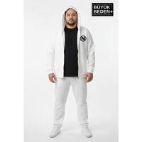 Erkek Büyük Beden Kapüşonlu Fermuarlı N Baskılı Sweatshirt Hırka SPR26BHR922