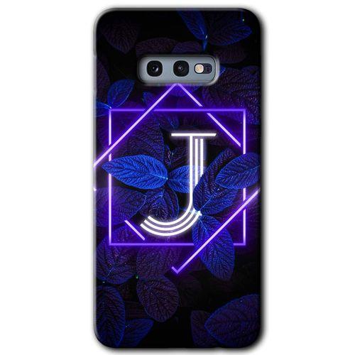 Potkal Hediye Fabrikası Samsung Galaxy S10e HD Baskılı Kılıf + 9D Tam Ekran Koruyucu - Dark Neon Yaprak J Harfi