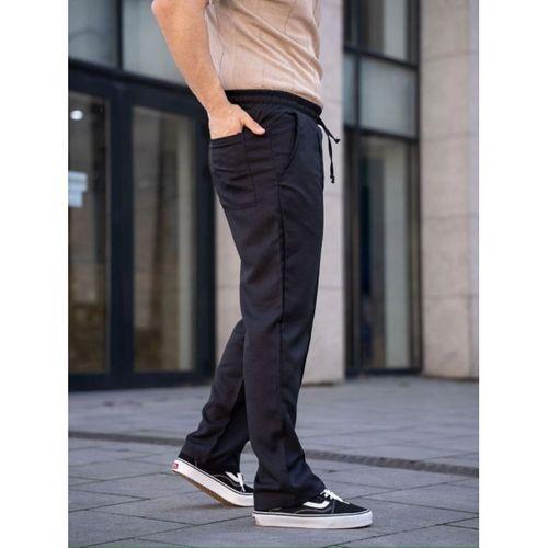 Erkek Keten Cepli Çıma Dikişli Jogger Buggy Pantalon Rahat Kalıp - Siyah