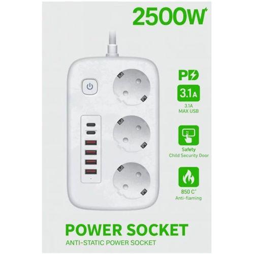 akım Korumalı Priz Ve Masaüstü Şarj İstasyonu Kablosuz 3 Priz ,4 Usb, 2 Type-c Girişli 2 Metre