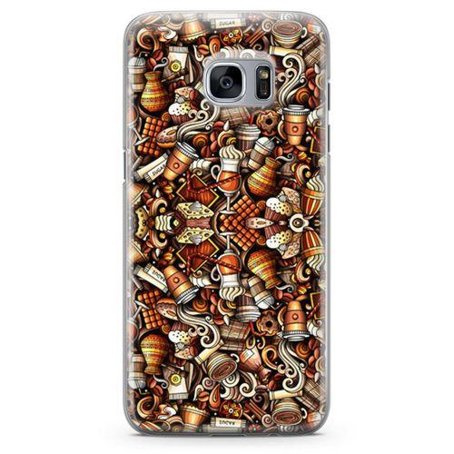 Samsung Galaxy S7 Edge Kılıf Karamel Doodle Arka Kapak Koruma Desenli Full Koruyucu