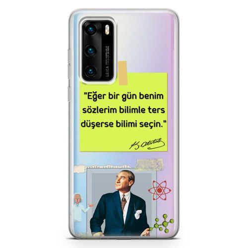 Huawei P40 Kılıf Caps Atatürk Arka Kapak Koruma Desenli Full Koruyucu